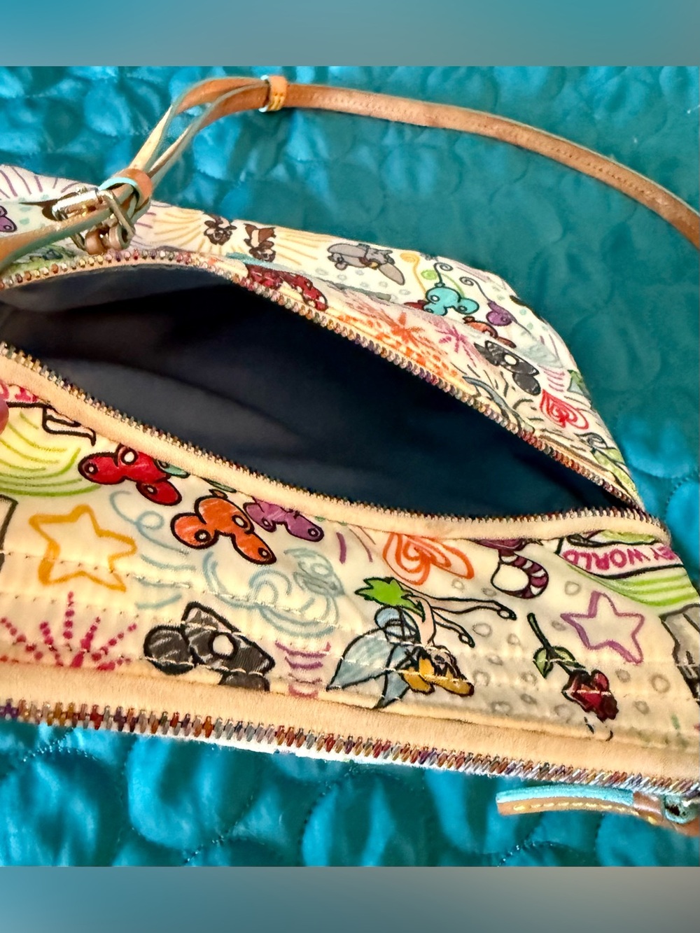Dooney & Bourke Disney Multicolor Animation Print Crossbody on White - Picture 7 of 11